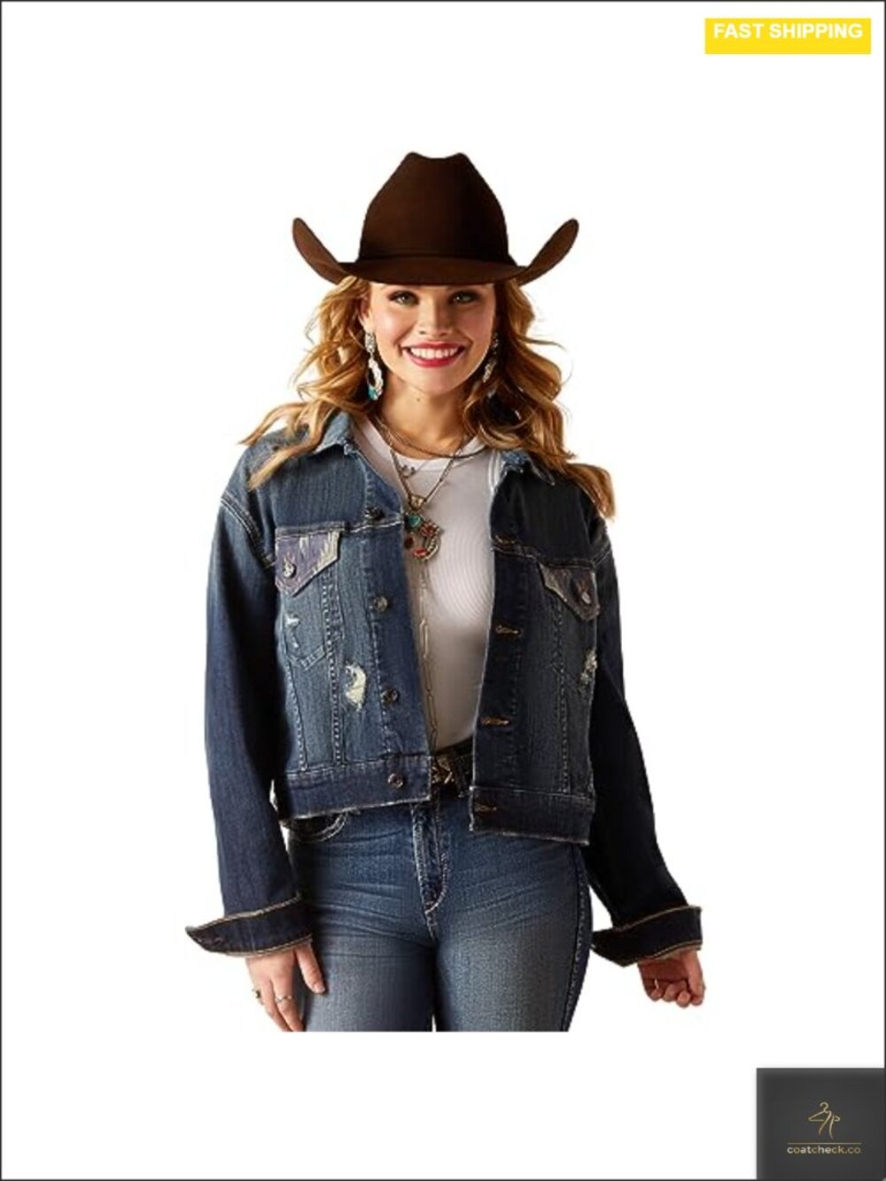 Women's Chimayo Print Denim Jacket Cotton Elastane Long Sleeve